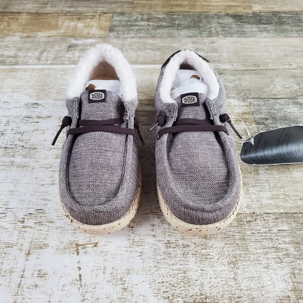 Hey Dude Wendy Heathered Cozy Kids Loafer Shoe Sz 13 C13 Brown Round Toe Comfort